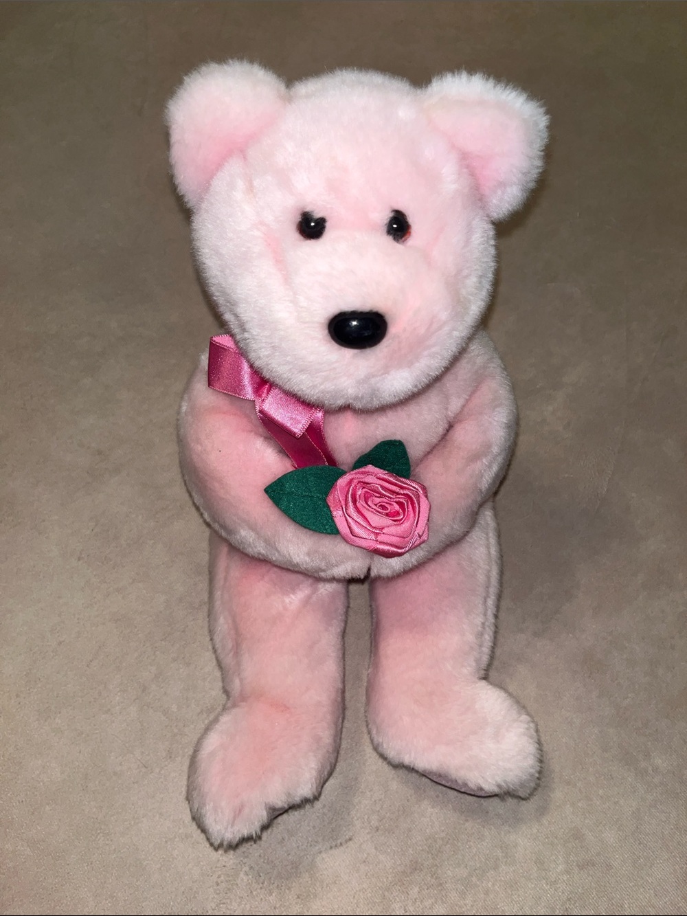 Vintage TY Beanie Buddy I Love Mom Pink 2004 Mother's Day Bear